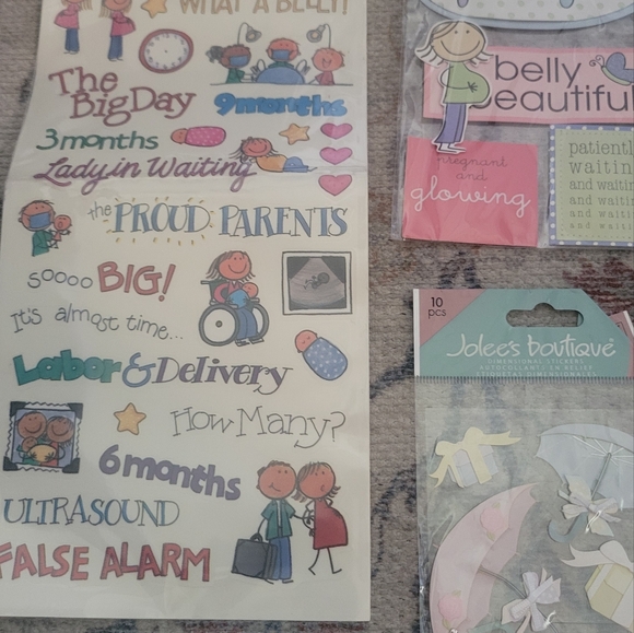 Pregnancy Scrap Book Stickers, 19 packs, 2 rolls of Ribbon - Picture 5 of 6